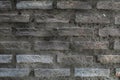 Close up old grey brick wall background. Grunge texture. Black wallpaper. Dark surface. Royalty Free Stock Photo