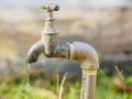 Close up old and grunge faucet and water drop Royalty Free Stock Photo