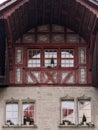 Close-up of an old house with windows Royalty Free Stock Photo