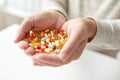 Close up of old man hands holding medicine Royalty Free Stock Photo