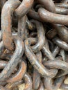 Close up of old metal chain on a boat Royalty Free Stock Photo