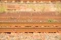 Close up Beside old metal Railroad tracks