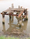 close up old metal and wooden pontoon water architecture Royalty Free Stock Photo