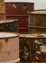 Close up of old oil drums created using generative ai technology Royalty Free Stock Photo