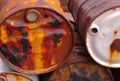 Close up of old oil drums created using generative ai technology Royalty Free Stock Photo
