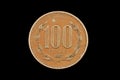 Old Chilean 100 Peso Coin Isolated On A Black Background