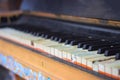 Close-up of an old piano keyboard. Royalty Free Stock Photo