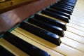 Close up of an old piano keyboard. Royalty Free Stock Photo