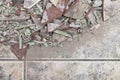 Close up of an old pile of bricks floor tile