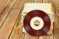 Close up of old record and records stack pic Royalty Free Stock Photo