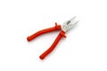 Close up of an old red lineman`s pliers Royalty Free Stock Photo