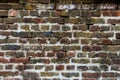 Close up of an old red orange brown worn and weathered brick wall, clinker bricks. Brick texture Royalty Free Stock Photo