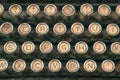 Close up of old retro vintage typewriter letters - mechanical machine Royalty Free Stock Photo