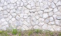 Old rock white grey texture decorative on concrete wall with seamless patterns and  nature green grass on background Royalty Free Stock Photo