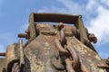 Close up on an old rusted chain on a machine Royalty Free Stock Photo