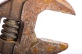 Close up of an old rusty adjustable wrench Royalty Free Stock Photo