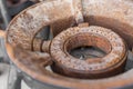 Close up of Old and rusty gas burner tip Royalty Free Stock Photo