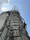 old rusty metal pipe on the roof of the dam Royalty Free Stock Photo