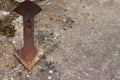 Close up of a old rusty plough knife with copy space