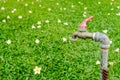 Close up old rusty water tap in garden Royalty Free Stock Photo