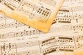 Close up of old sheet music