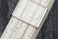 Close up of old slide rule Royalty Free Stock Photo