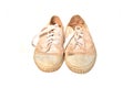 Close up old sneakers student isolate on white Royalty Free Stock Photo