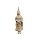 Old standing buddha image wood carving isolated on white background , clipping path