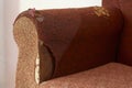 close-up of old torn sofa upholstery Royalty Free Stock Photo