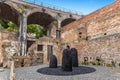 A close up of the old viaduct in the village of Coalbrookdale, Shropshire and the old smelting works Royalty Free Stock Photo