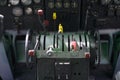 Close up of old vintage  airplane cockpit Flight Deck control panel Royalty Free Stock Photo