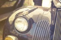 Close up on old vintage car ,front light Royalty Free Stock Photo