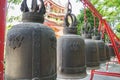 Close up old hanging big bell in temple Royalty Free Stock Photo