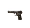 Close up on old vintage illustration of pistol on white background Royalty Free Stock Photo