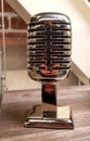 Close up of an old vintage radio microphone replica