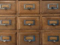 Old vintage wooden library card catalog cabinets Royalty Free Stock Photo