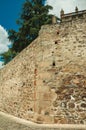 Close-up of old wall made of rough stones at Caceres