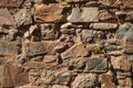 Close-up of old wall made of rough stones forming a charming background at Caceres