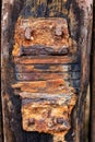 Close up of old weathered railway sleeper fastening Royalty Free Stock Photo