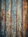 Close up of an old wood plank background with blue paint and rusty nails on the wood planks