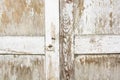 Close up of old wooden door with cracked paint Royalty Free Stock Photo