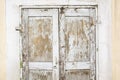 Close up of old wooden door with cracked paint Royalty Free Stock Photo