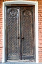 Close-up of old wooden massive door Royalty Free Stock Photo