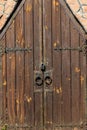 Close-up of old wooden massive door Royalty Free Stock Photo