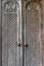Close-up of old wooden massive door Royalty Free Stock Photo