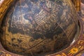 Close up of Old Wooden Mounted World Globe