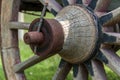 Old wooden wagon wheel Royalty Free Stock Photo