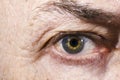 Close up of an older man`s eye