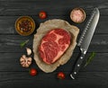 Close up raw beef ribeye steak on paper Royalty Free Stock Photo