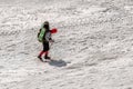 Close up of one alpinist climbing to the top. Mount Elbrus